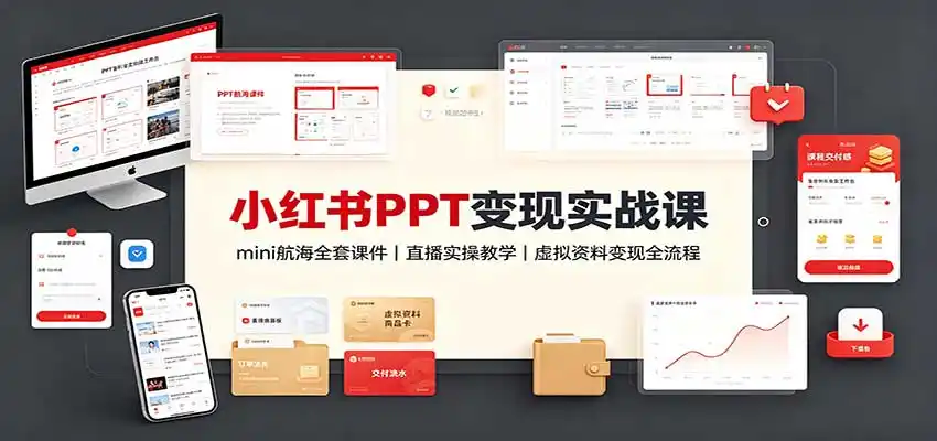小红书PPT变现实战课：mini航海全套课件+直播实操教学，虚拟资料变现全流程-天梦资源网