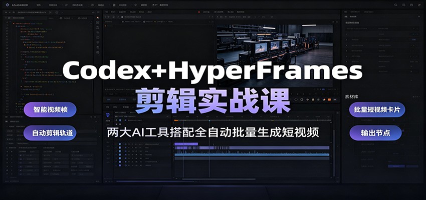 Codex+HyperFrames剪辑实战课：两大AI工具搭配全自动批量生成短视频-天梦资源网