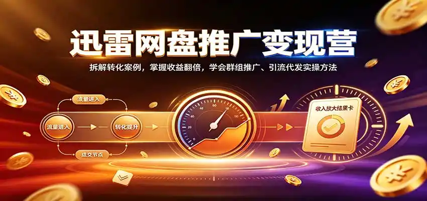 迅雷网盘推广变现营：拆解转化案例，掌握收益翻倍，学会群组推广、引流代发实操方法-天梦资源网