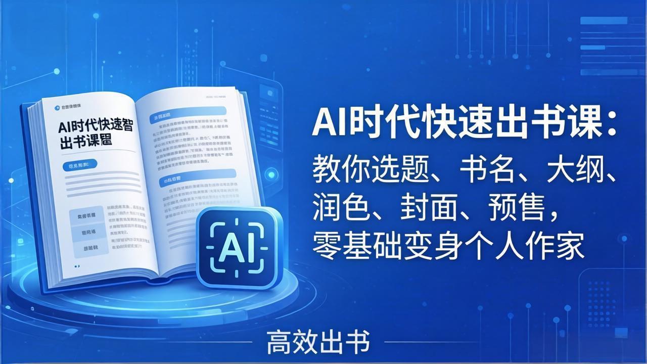AI时代7天闪电出书课：教你选题、书名、大纲、润色、封面、预售，零基础变身个人作家-天梦资源网