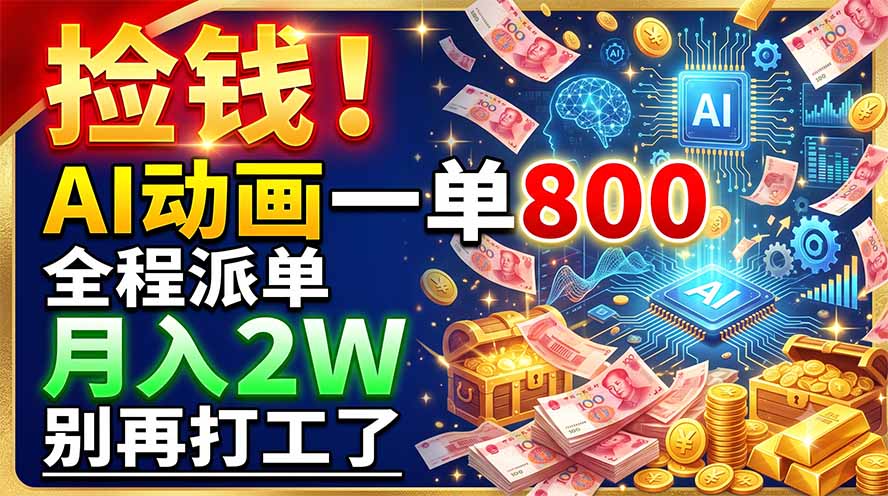 捡钱！AI动画一单800，全程派单，月入2W，别再打工了-天梦资源网