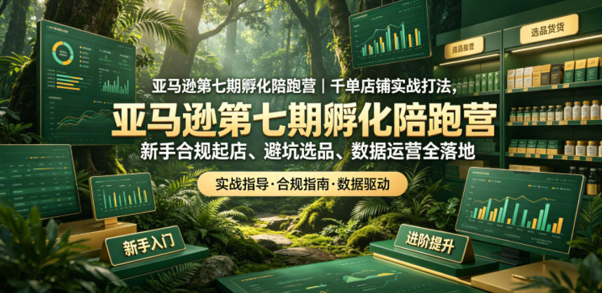 亚马逊第七期孵化陪跑营｜千单店铺实战打法，新手合规起店、避坑选品、数据运营全落地-天梦资源网