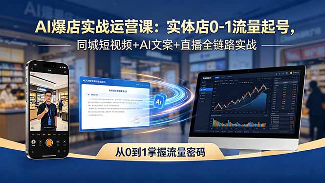 AI爆店实战运营课：实体店0-1流量起号，同城短视频+AI文案+直播全链路实战-天梦资源网