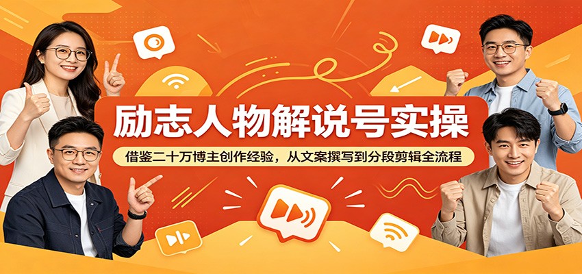 励志人物解说号实操：借鉴二十万博主创作经验，从文案撰写到分段剪辑全流程-天梦资源网