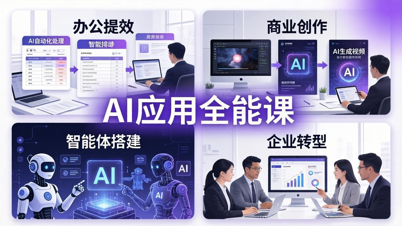 AIGC 应用全能课：办公提效、商业创作、智能体搭建、企业转型，一站式学会AI应用-天梦资源网