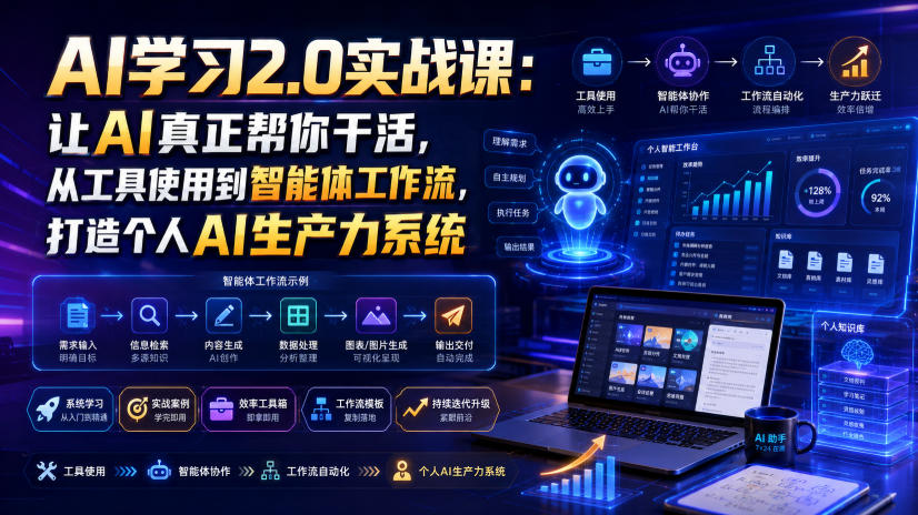 AI学习2.0实战课：让AI真正帮你干活，从工具使用到智能体工作流，打造个人AI生产力系统-天梦资源网