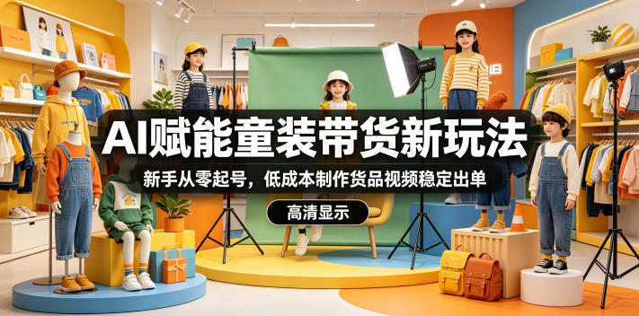AI赋能童装带货新玩法，新手从零起号，低成本制作货品视频稳定出单-天梦资源网