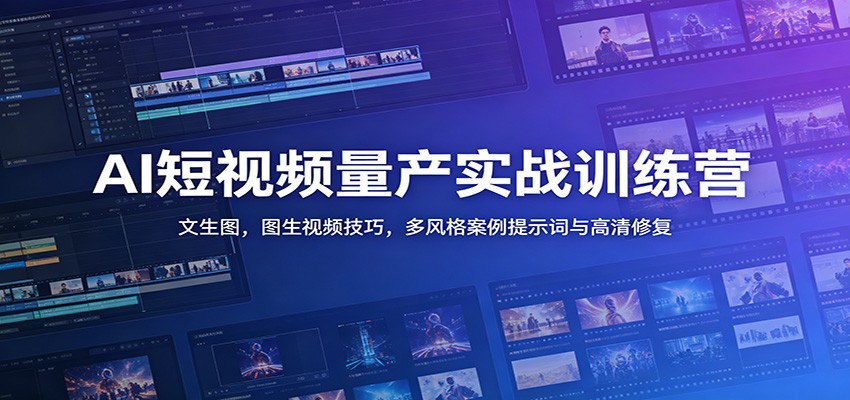 AI短视频量产实战训练营：文生图，图生视频技巧，多风格案例提示词与高清修复-天梦资源网