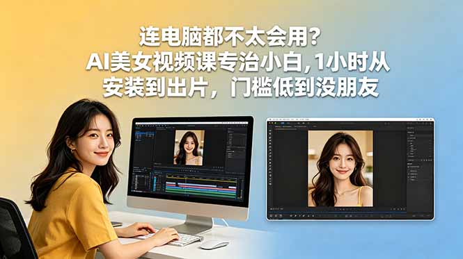 连电脑都不太会用？AI美女视频课专治小白，1小时从安装到出片，门槛低到没朋友-天梦资源网