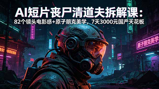 AI短片《丧尸清道夫》拆解课：82个镜头电影感+原子朋克美学，7天3000元国产天花板-天梦资源网