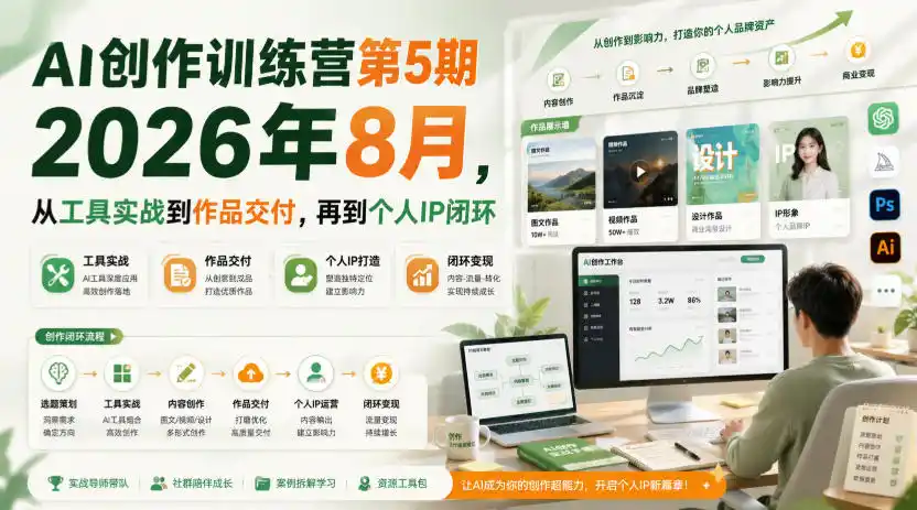 AI创作训练营第5期2026年8月，从工具实战到作品交付，再到个人IP闭环(更新0910)-天梦资源网